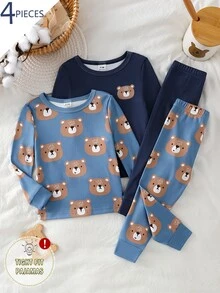 4PCS Baby Boys Pajamas - Royal Blue - View 2