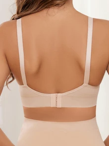 Moonlight&Mama Maternity Solid Color Ribbed Casual Seamless Nursing Bra - Multicolor - View 2
