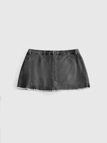 ROMWE Avant Plus Size Women's Y2K Millennium Patchwork Ultra Short Denim Shorts - Black - View 2