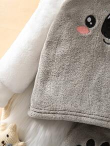 Baby Boy 2 Pieces Double-Sided Fleece Long Sleeve Top And Pants Set With Koala Pattern, Crew Neck, Loungewear - Grey - View 4