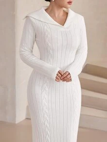 Graceveil Women's Solid Color Casual Everyday Knit Dress - White - View 5