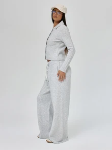 MUSERA Grey Knit Long Sleeve Top And Straight Leg Trouser Co Ord Sold As Set Autumn Winter School Blancs - Grey - View 4
