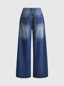 ROMWE Women's Cute Anime 2D Print Straight Leg Jeans, Autumn/Winter - Multicolor - View 2