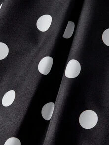 SHEIN MOD 大尺碼法式波點印花洋裝，復古度假風 - 黑色 - 查看 4