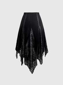 ROMWE Women's Dark Fairy Tale Flocked Skeleton Flocked Court Lace ...