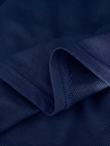 Lacomfia Plus Size Streetwear Striped Colorblock Zip-Up Jacket And Pants Set - Navy Blue - View 4