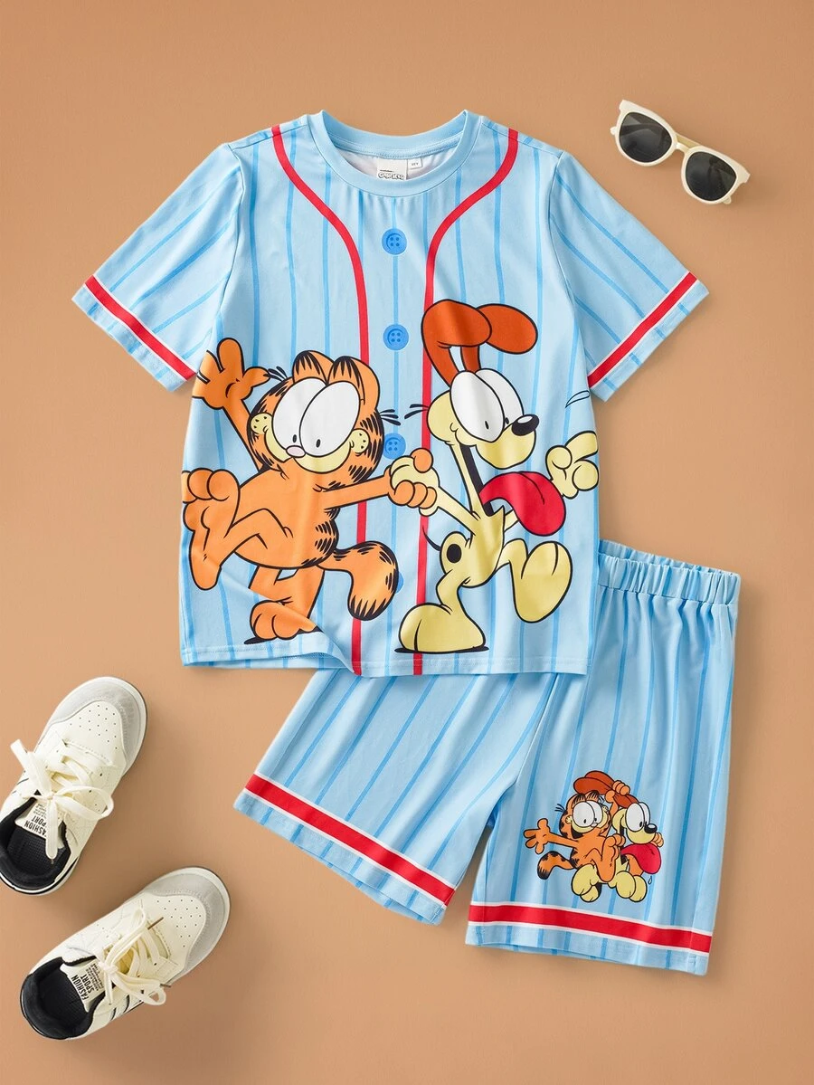 GARFIELD | SHEIN Conjunto de Roupa Casual Diária com Camiseta de Manga ...