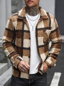 Manfinity CasualCool 男士厚羊毛長袖夾克，冬季款 - 彩色 - 查看 3