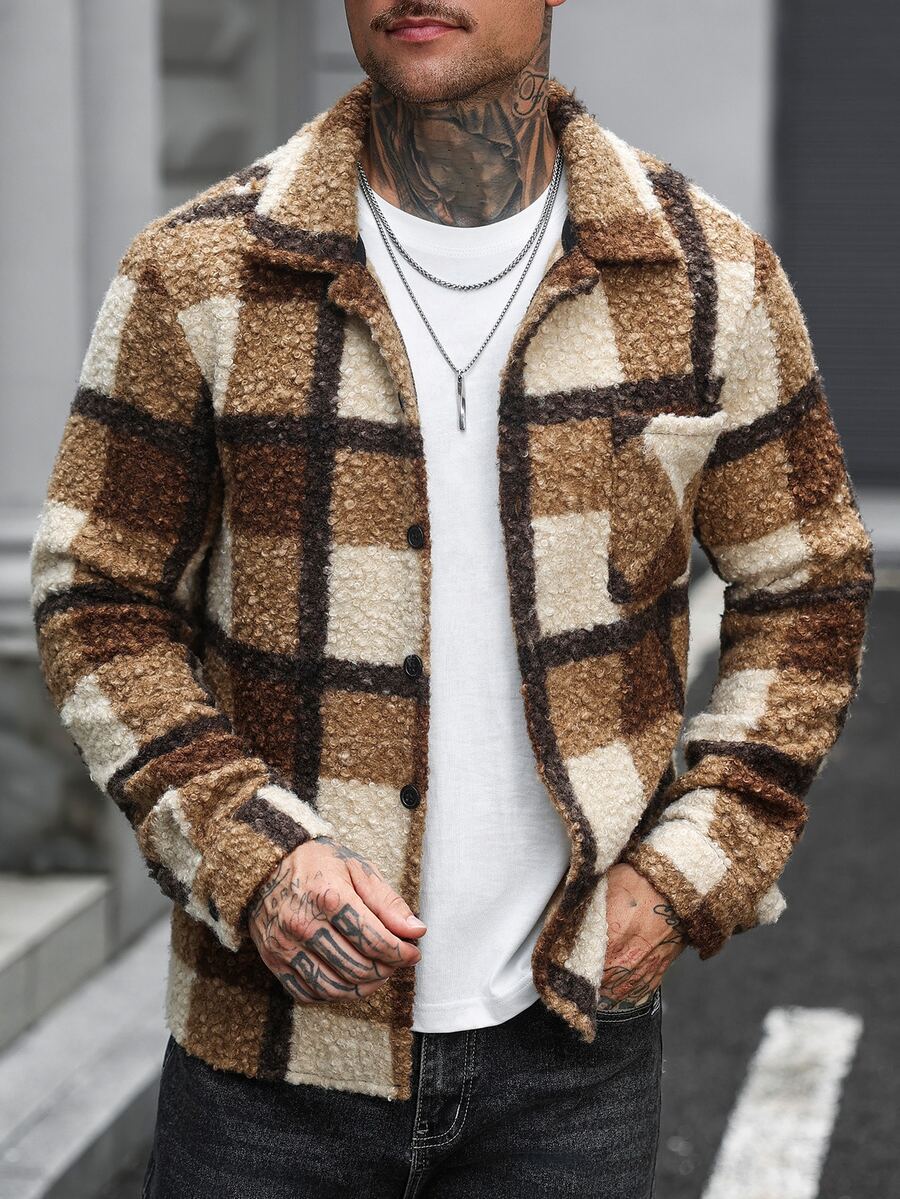 Manfinity CasualCool Men's Thick Wool Long Sleeve Jacket, Winter - Multicolor - View 1