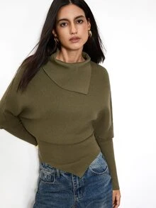 Maija Women's Solid Color Casual Daily Knit Top,Going Out Outfits, Work Outfits For Women,Fall Clothes - Army Green - View 6