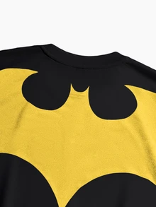BATMAN X SHEIN STYNVO 男士蝙蝠印花圓領短袖休閒T恤 - 黑色 - 查看 3