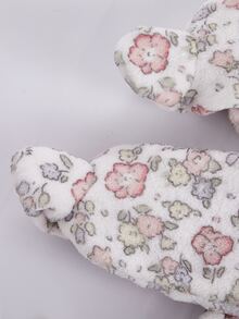 秋冬雙面法蘭絨保暖加厚新生兒居家服套裝，可愛花卉印花粉色彼得潘領長袖上衣搭配連腳褲，柔軟舒適，新生兒最佳禮物 - 淺粉色 - 查看 5