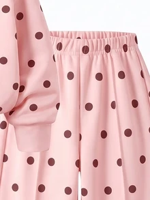 Bộ 2 món áo hoodie kéo khóa và quần dài chấm bi màu hồng cho bé, bộ đồ áo nỉ và quần dài in họa tiết chấm bi dễ thương cho trẻ sơ sinh - Nhiều màu - Xem 6