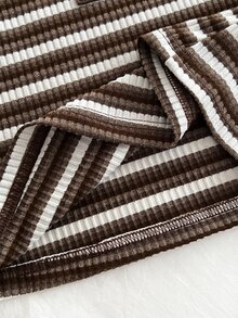 Elamini Women's Elegant Commute Casual Fashion & Versatile Striped Camisole Long Pants & 2 Pieces Set - Coffee Brown - View 6