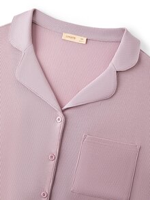 LUVLETTE Set Piyama Wanita Ukuran Plus Katun Lembut Nyaman Motif Waffle Kotak-kotak Klasik untuk Musim Gugur, Atasan Lengan Panjang dan Celana Panjang, Pakaian Musim Gugur - Berwarna merah muda - View 13