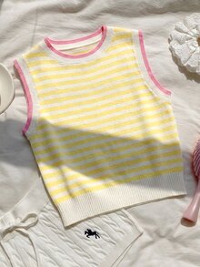 Comfortcana 2026秋冬/夏季/休閒/Y2K風格衣服/可愛上衣/萬聖節/節慶穿搭/校園/波點/藍色 - 黃色 - 查看 5