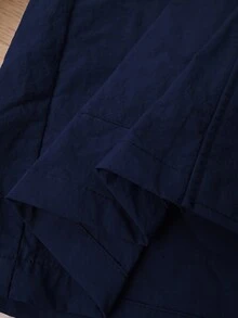 EMERY ROSE Áo khoác trench có mũ kéo khóa trước màu xanh đậm size lớn cho nữ, mùa thu - Màu xanh lam - Xem 10