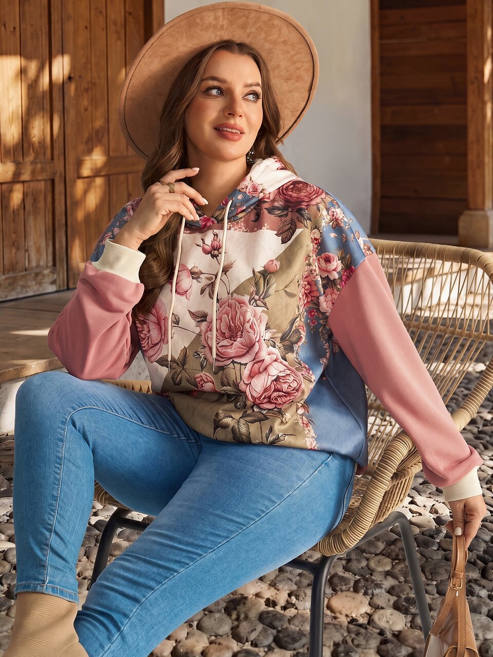 Women's Plus Size Floral Print Casual Everyday Sweatshirt