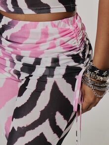 MUSERA Zebra Print Mesh Top Collar Detail And Foldover Trouser Panta Fall Winter Coolgirl Halloween Ultra M - Multicolor - View 6