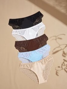 Lullawish 5pcs/Pack Women's Floral Lace Sexy Fashion Triangle Panties - Multicolor - View 3
