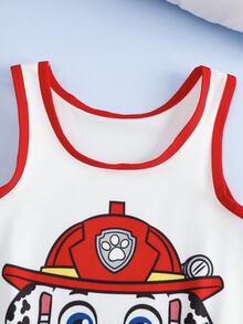 SHEIN | PAW Patrol 2pcs Young Boy Set Undershirt & Boxer Briefs Co-Branded 4-7Y Red Series - Red and White - View 4