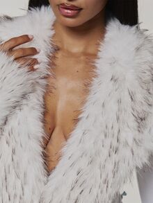 MUSERA White Faux Fur Long Sleeve Unitard Playsuit Autumn Fall Winter Coolgirl Rave Festival Halloween Ultra M - White - View 6