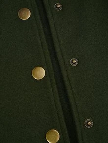 Sweetra Plus Size Women's Colorblock Pleated Fashion Versatile Overcoat - Army Green - View 5