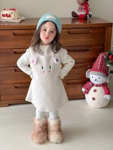 DAZY Baby Girl Cartoon Pattern Casual Daily Summer Dress - White - View 7