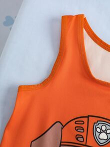 SHEIN | PAW Patrol Young Boy Cartoon Print Tank Top And Boxer Briefs Set - Orange - View 6