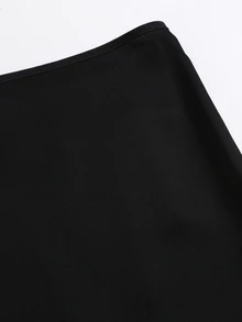 Sweetra Women's 2 Pieces Set Asymmetrical Hem Top And Skirt, Slimming Elegant Street Style - Black - View 7