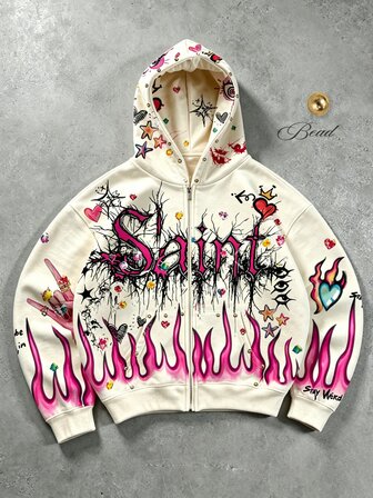 2026 Primavera/Autunno/Inverno Nuova Felpa con Cappuccio Casual da Uomo con Design a Stampa, Felpa con Cappuccio Stile Unisex per Coppie da Donna, Streetwear Stile Vintage Americano