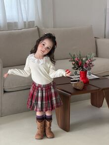DAZY Infant/Toddler (Girl) Plaid Spring/Autumn Korean Style Bottoms - Red - View 6