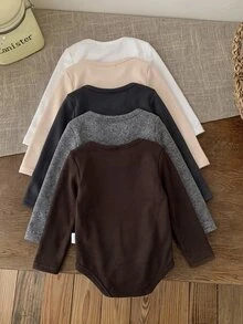 SHEIN LMoss Kids 新生女嬰秋冬可愛長袖連身衣 5件套 - 彩色 - 查看 2