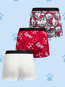 SHEIN | PAW Patrol 小男孩字母卡通印花休閒日常四角內褲 - 紅白色 - 查看 2