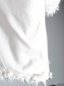 ROMWE Y2K Women's Autumn/Winter Faux Rabbit Fur Rabbit Ear White Coat - White - View 8