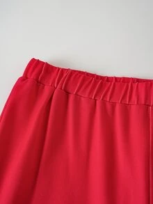 THE POWERPUFF GIRLS X SHEIN Tween Girl Crew Neck Long Sleeve Top And Flare Pants Loungewear - Red and White - View 6