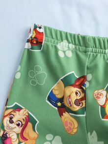 SHEIN | PAW Patrol طقم تانك توب وشورتات بطباعة كرتونية وحروف للأولاد الصغار - اخضر زيتون - مشاهدة 8