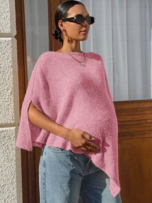 MaterniWear 孕婦純色蝙蝠袖不對稱下擺T恤 - 藕粉色 - 查看 8