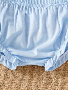 SHEIN 3 Packs Baby Girls Summer Ruffle Bloomers Shorts Pink White Striped Lace Mesh - Multicolor - View 8