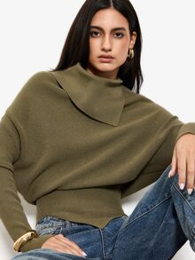 Maija Women's Solid Color Casual Daily Knit Top,Going Out Outfits, Work Outfits For Women,Fall Clothes - Army Green - View 1