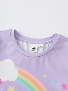 My Little Pony X SHEIN Đầm mặc nhà bé gái cổ tròn tay ngắn gấu bèo nhún G4 - Nhiều màu - Xem 3