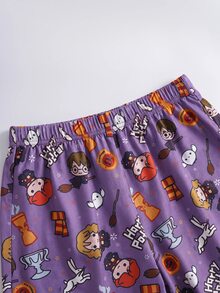 HARRY POTTER X SHEIN 青少年女孩細肩帶上衣與短褲家居服套裝 - 淡紫色 - 查看 8