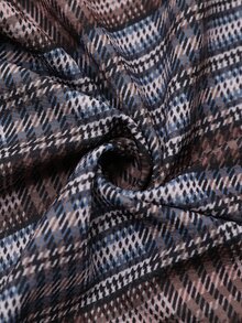 EMERY ROSE Plaid Tweed A-Line Dress With Bow Detail & Contrast Trim, Round Neck 3/4 Sleeve Fit & Flare Mini Dress For Work Fall - Multicolor - View 7