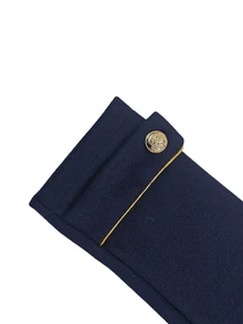 RosyDaze Women's Elegant Double-Breasted Pocket Long Sleeve Overcoat - Navy Blue - View 7