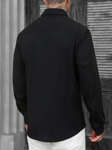 Manfinity Homme Men's Long Sleeve Single-Breasted Casual Commute Shirt - Black - View 4
