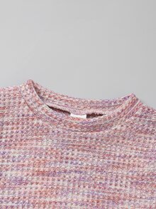 女童 4-7歲 2件組 紋理太空染針織T恤與A字裙套裝 優雅甜美 春秋冬生日派對校園日拍照穿搭 - 粉色 - 查看 6
