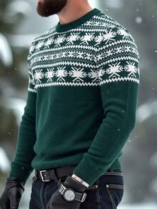 Manfinity Homme Men's Colorblock Casual Daily Long Sleeve Sweater - Multicolor - View 1