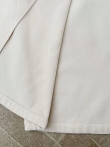 SHEIN LUNE Casual Commute Women's Wool Long Sleeve Autumn/Winter Solid Color Daily Basic Fashion Outwear Outfit - Apricot - View 6