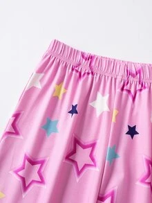My Little Pony X SHEIN Set Pakaian Tidur Rumah Kasual Sehari-hari untuk Remaja Perempuan: Atasan Lengan Pendek dan Celana Panjang Motif Kartun - MultiWarna - View 7