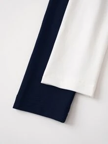 SHEIN BASICS 2件組女款純色針織圓領長袖連身衣，黑白配色 - 彩色 - 查看 8